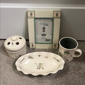 4 pc Pfaltzgraff Naturewood Coffee Mug Relish dish photo frame toothbrush holder